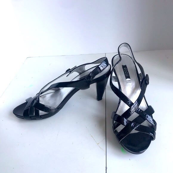 ECCO Patent Leather Strappy Heeled Sandals US 9/9.5 Euro 40 - Picture 2 of 11